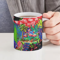 Christmas In July Flamingo Ceramic Mug Magic Santa Claus Festive Tropical Hawaiian Beach Birds