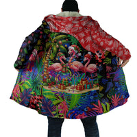 Christmas In July Flamingo Cloak Magic Santa Claus Festive Tropical Hawaiian Beach Birds