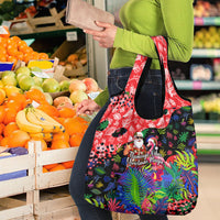 Christmas In July Flamingo Grocery Bag Magic Santa Claus Festive Tropical Hawaiian Beach Birds