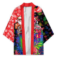 Christmas In July Flamingo Kimono Magic Santa Claus Festive Tropical Hawaiian Beach Birds