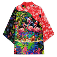 Christmas In July Flamingo Kimono Magic Santa Claus Festive Tropical Hawaiian Beach Birds
