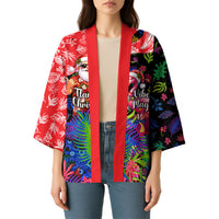 Christmas In July Flamingo Kimono Magic Santa Claus Festive Tropical Hawaiian Beach Birds