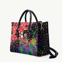 Christmas In July Flamingo Leather Bag Magic Santa Claus Festive Tropical Hawaiian Beach Birds
