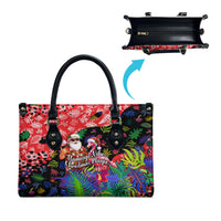 Christmas In July Flamingo Leather Bag Magic Santa Claus Festive Tropical Hawaiian Beach Birds