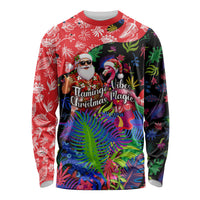 Christmas In July Flamingo Long Sleeve Shirt Magic Santa Claus Festive Tropical Hawaiian Beach Birds