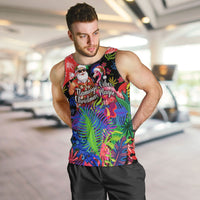 Christmas In July Flamingo Men Tank Top Magic Santa Claus Festive Tropical Hawaiian Beach Birds