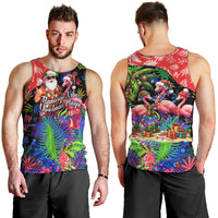 Christmas In July Flamingo Men Tank Top Magic Santa Claus Festive Tropical Hawaiian Beach Birds