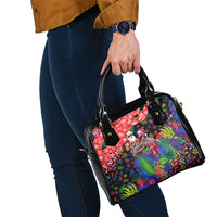 Christmas In July Flamingo Shoulder Handbag Magic Santa Claus Festive Tropical Hawaiian Beach Birds