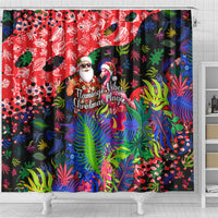 Christmas In July Flamingo Shower Curtain Magic Santa Claus Festive Tropical Hawaiian Beach Birds