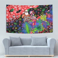 Christmas In July Flamingo Tapestry Magic Santa Claus Festive Tropical Hawaiian Beach Birds