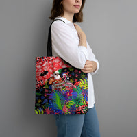 Christmas In July Flamingo Tote Bag Magic Santa Claus Festive Tropical Hawaiian Beach Birds