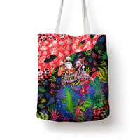 Christmas In July Flamingo Tote Bag Magic Santa Claus Festive Tropical Hawaiian Beach Birds