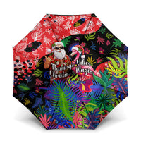 Christmas In July Flamingo Umbrella Magic Santa Claus Festive Tropical Hawaiian Beach Birds