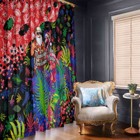 Christmas In July Flamingo Window Curtain Magic Santa Claus Festive Tropical Hawaiian Beach Birds