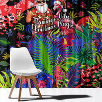 Christmas In July Flamingo Window Curtain Magic Santa Claus Festive Tropical Hawaiian Beach Birds