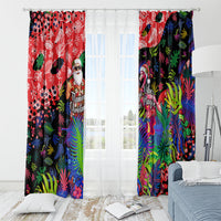 Christmas In July Flamingo Window Curtain Magic Santa Claus Festive Tropical Hawaiian Beach Birds