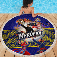 Malaysia Merdeka Independence Day Beach Blanket Patriotic Flag Crescent Moon Star Cultural