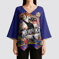Malaysia Merdeka Independence Day Kimono Sleeve Blouse Patriotic Flag Crescent Moon Star Cultural