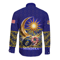 Malaysia Merdeka Independence Day Long Sleeve Button Shirt Patriotic Flag Crescent Moon Star Cultural