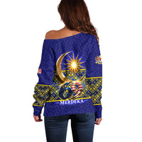 Malaysia Merdeka Independence Day Off Shoulder Sweater Patriotic Flag Crescent Moon Star Cultural
