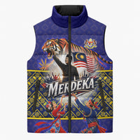 Malaysia Merdeka Independence Day Sleeveless Puffer Jacket Patriotic Flag Crescent Moon Star Cultural