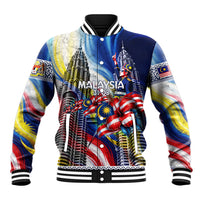 Malaysia Merdeka Independence Day Baseball Jacket Patriotic Twin Towers Soldier National Flower Graphic