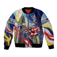 Malaysia Merdeka Independence Day Bomber Jacket Patriotic Twin Towers Soldier National Flower Graphic