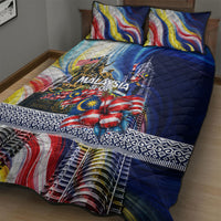 Malaysia Merdeka Independence Day Quilt Bed Set Patriotic Twin Towers Soldier National Flower Graphic