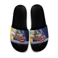 Malaysia Merdeka Independence Day Slide Sandals Patriotic Twin Towers Soldier National Flower Graphic