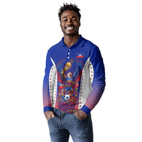Personalized Haiti Football Eagle Champions Long Sleeve Polo Shirt Les Grenadiers Soccer Trophy 2026 Heritage Flag