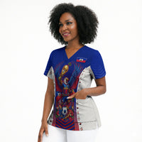 Personalized Haiti Football Eagle Champions Scrub Top Les Grenadiers Soccer Trophy 2026 Heritage Flag