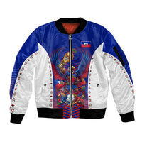 Personalized Haiti Football Eagle Champions Sleeve Zip Bomber Jacket Les Grenadiers Soccer Trophy 2026 Heritage Flag