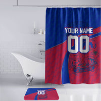 Personalized Haiti Soccer Les Grenadiers Bathroom Set Championship Football 2026 Trophy Haitian Flag Map