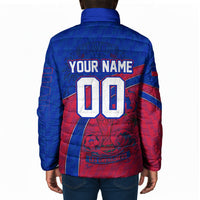 Personalized Haiti Soccer Les Grenadiers Padded Jacket Championship Football 2026 Trophy Haitian Flag Map