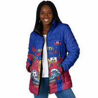 Personalized Haiti Soccer Les Grenadiers Padded Jacket Championship Football 2026 Trophy Haitian Flag Map