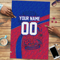 Personalized Haiti Soccer Les Grenadiers Puzzle Championship Football 2026 Trophy Haitian Flag Map