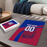 Personalized Haiti Soccer Les Grenadiers Puzzle Championship Football 2026 Trophy Haitian Flag Map