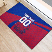 Personalized Haiti Soccer Les Grenadiers Rubber Doormat Championship Football 2026 Trophy Haitian Flag Map