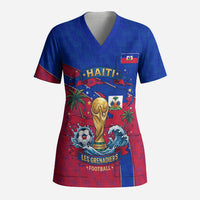 Personalized Haiti Soccer Les Grenadiers Scrub Top Championship Football 2026 Trophy Haitian Flag Map