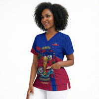 Personalized Haiti Soccer Les Grenadiers Scrub Top Championship Football 2026 Trophy Haitian Flag Map