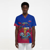 Personalized Haiti Soccer Les Grenadiers Scrub Top Championship Football 2026 Trophy Haitian Flag Map
