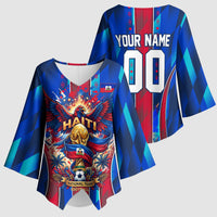 Personalized Les Grenadiers Haiti Football Kimono Sleeve Blouse Eagle Champions Trophy Heritage