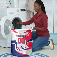 Personalized Haiti Football Champions Laundry Basket Roaring Lion Soccer Mascot With Haiti Trophy Flag