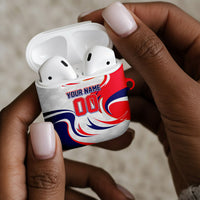 Personalized Haiti Football Champions AirPods Case Roaring Lion Soccer Mascot With Haiti Trophy Flag