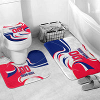 Personalized Haiti Football Champions Bathroom Set Roaring Lion Soccer Mascot With Haiti Trophy Flag