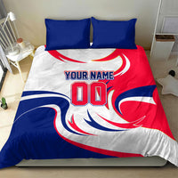 Personalized Haiti Football Champions Bedding Set Roaring Lion Soccer Mascot With Haiti Trophy Flag