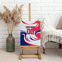 Personalized Haiti Football Champions Canvas Wall Art Roaring Lion Soccer Mascot With Haiti Trophy Flag