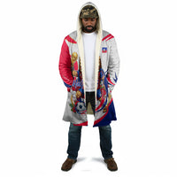 Personalized Haiti Football Champions Cloak Roaring Lion Soccer Mascot With Haiti Trophy Flag