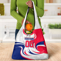 Personalized Haiti Football Champions Grocery Bag Roaring Lion Soccer Mascot With Haiti Trophy Flag