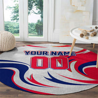 Personalized Haiti Football Champions Round Carpet Roaring Lion Soccer Mascot With Haiti Trophy Flag